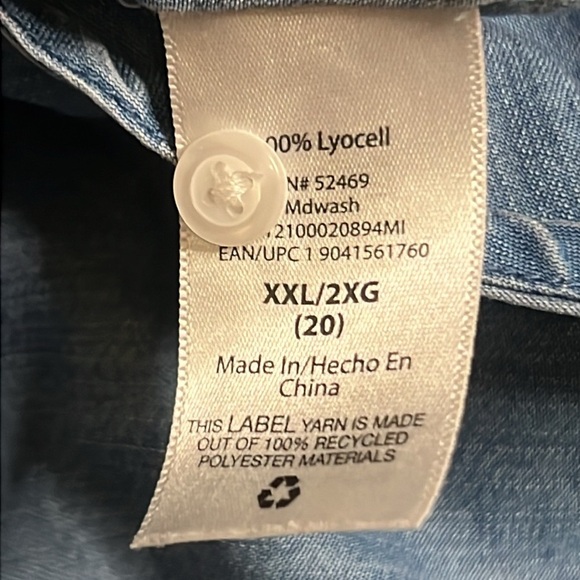 100% Lyocell soft lightweight blue button down women’s sz XXL - Picture 7 of 8